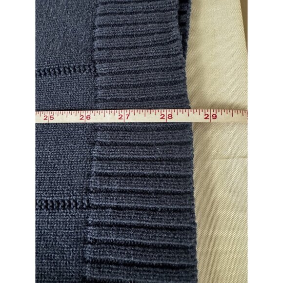 Vintage Mens XL Navy Blue Window Pane Knit Sweater Grandpa Preppy Fisherman Prep - Picture 7 of 7